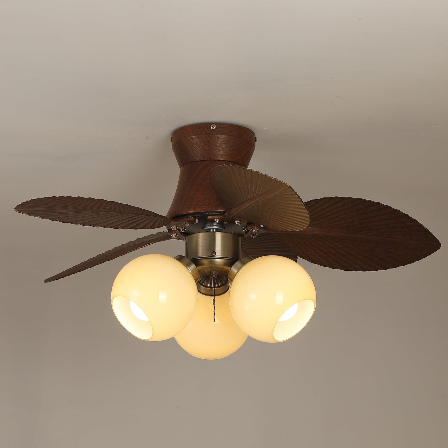 Plafondventilator met Verlichting Eikenfinish ø80cm Dimbaar Afstandsbediening 6 Snelheden Interieur Moderne Ventilator met Verlichtingskap Beige