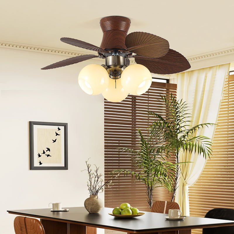Plafondventilator met Verlichting Eikenfinish ø80cm Dimbaar Afstandsbediening 6 Snelheden Interieur Moderne Ventilator met Verlichtingskap Beige