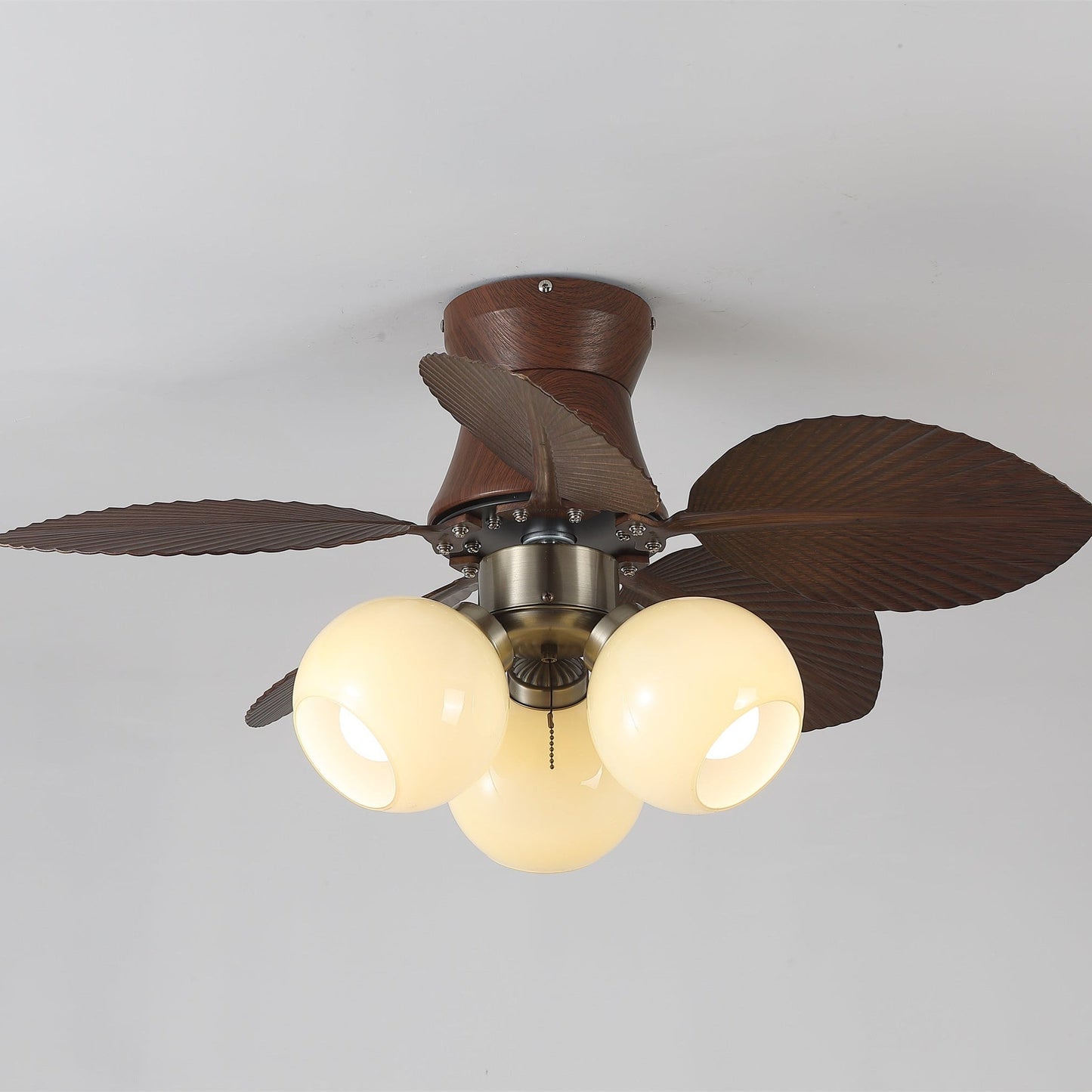 Plafondventilator met Verlichting Eikenfinish ø80cm Dimbaar Afstandsbediening 6 Snelheden Interieur Moderne Ventilator met Verlichtingskap Beige