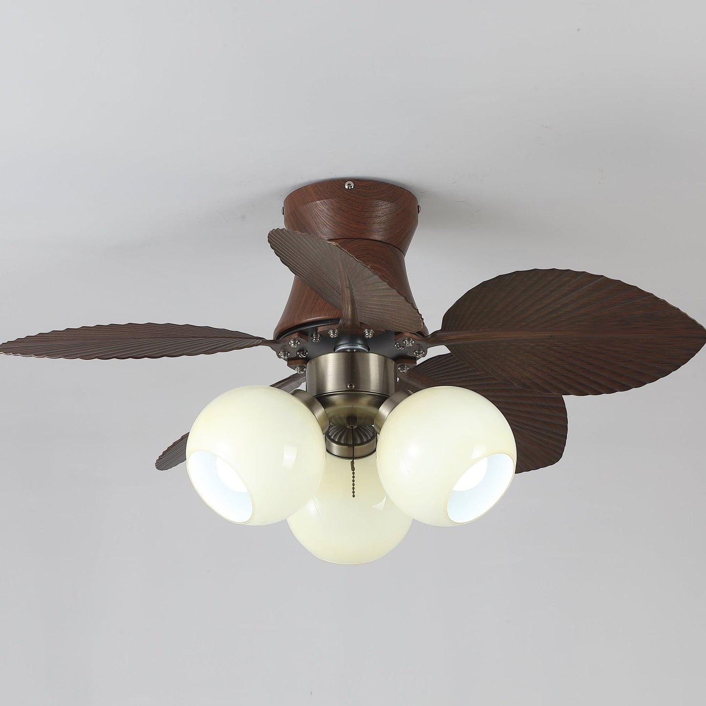 Plafondventilator met Verlichting Eikenfinish ø80cm Dimbaar Afstandsbediening 6 Snelheden Interieur Moderne Ventilator met Verlichtingskap Beige