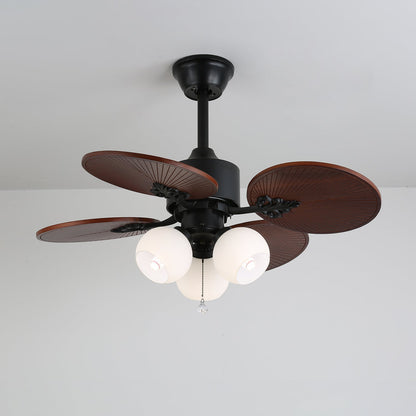 Tropische Plafondventilator met Glazen Lampenkap - Stille Kamerventilator 6-snelheden Afstandsbediening