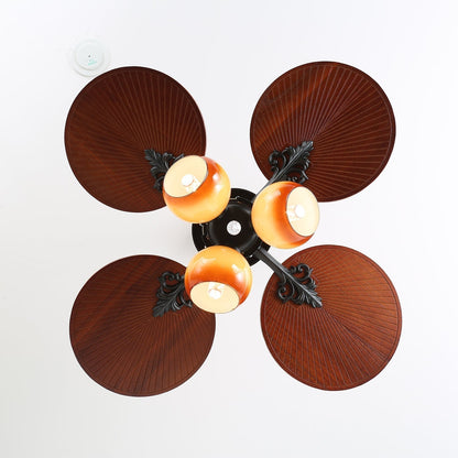 Tropische Plafondventilator met Glazen Lampenkap - Stille Kamerventilator 6-snelheden Afstandsbediening