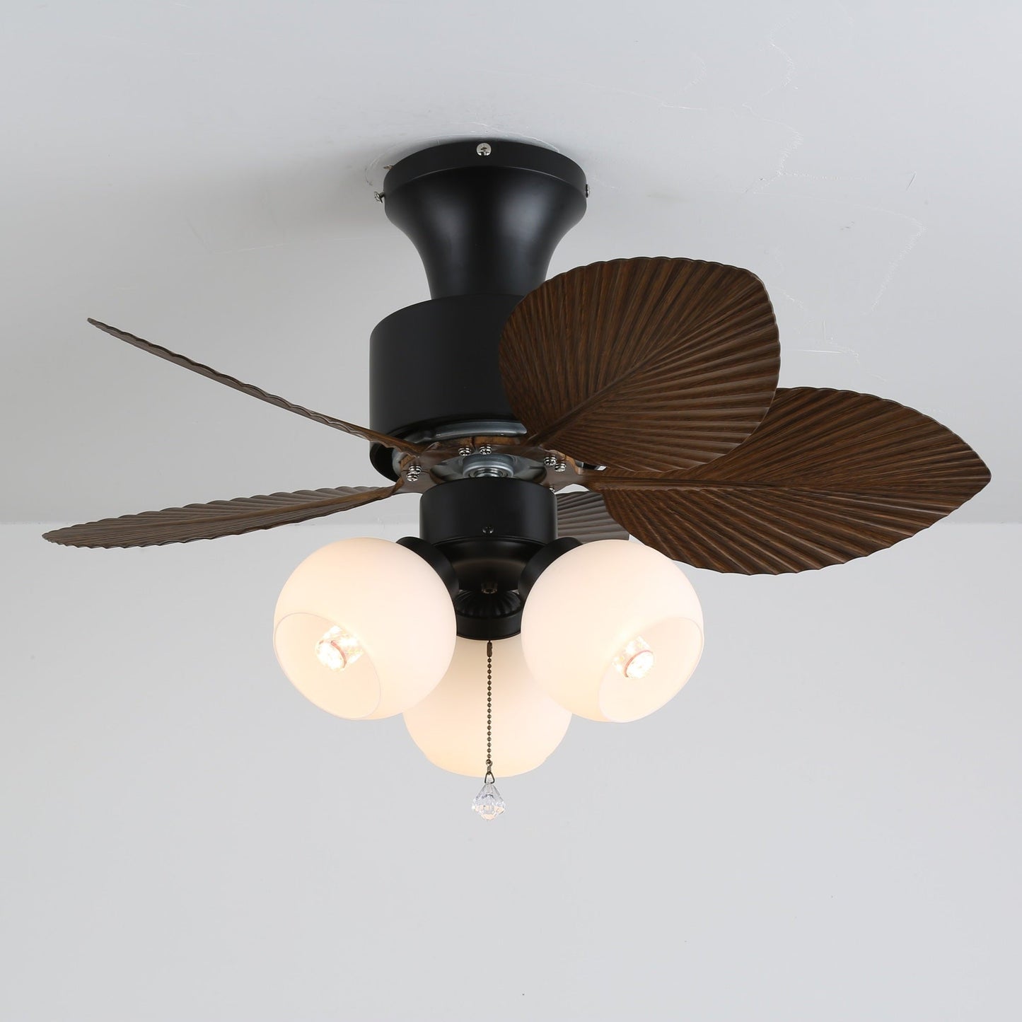 Plafondventilator met Verlichting Vintage Houtlook – Afmetingen Ø80×30 cm Scandinavisch Design voor Woonkamer Slaapkamer Natuurlijk Interieur