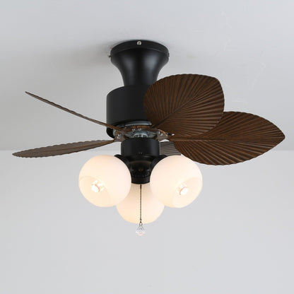 Plafondventilator met Verlichting Vintage Houtlook – Afmetingen Ø80×30 cm Scandinavisch Design voor Woonkamer Slaapkamer Natuurlijk Interieur