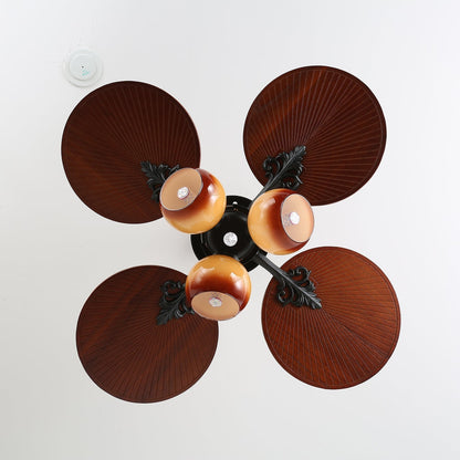 Tropische Plafondventilator met Glazen Lampenkap - Stille Kamerventilator 6-snelheden Afstandsbediening