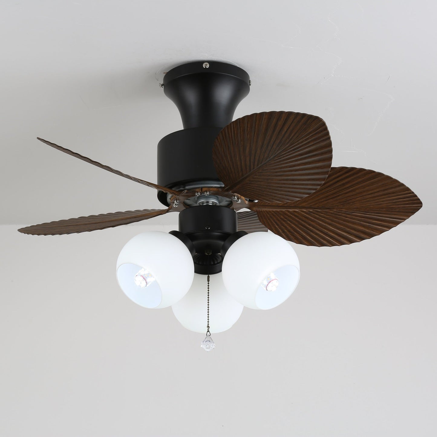 Plafondventilator met Verlichting Vintage Houtlook – Afmetingen Ø80×30 cm Scandinavisch Design voor Woonkamer Slaapkamer Natuurlijk Interieur