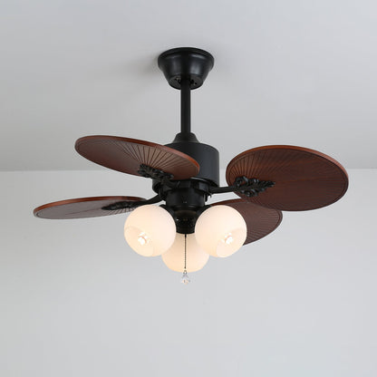 Tropische Plafondventilator met Glazen Lampenkap - Stille Kamerventilator 6-snelheden Afstandsbediening