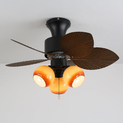 Plafondventilator met Verlichting Vintage Houtlook – Afmetingen Ø80×30 cm Scandinavisch Design voor Woonkamer Slaapkamer Natuurlijk Interieur