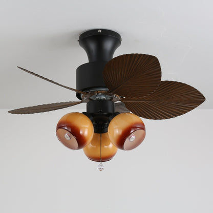 Plafondventilator met Verlichting Vintage Houtlook – Afmetingen Ø80×30 cm Scandinavisch Design voor Woonkamer Slaapkamer Natuurlijk Interieur