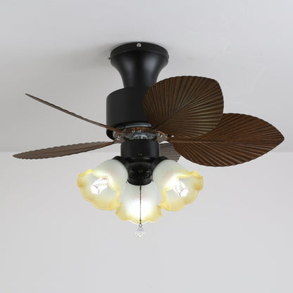 Plafondventilator met Verlichting Vintage Houtlook – Afmetingen Ø80×30 cm Scandinavisch Design voor Woonkamer Slaapkamer Natuurlijk Interieur