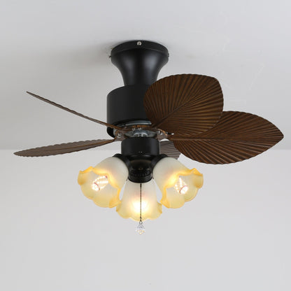 Plafondventilator met Verlichting Vintage Houtlook – Afmetingen Ø80×30 cm Scandinavisch Design voor Woonkamer Slaapkamer Natuurlijk Interieur