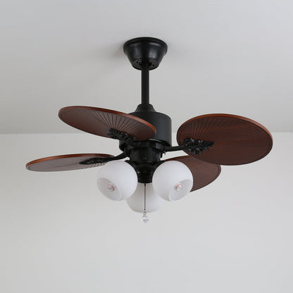 Tropische Plafondventilator met Glazen Lampenkap - Stille Kamerventilator 6-snelheden Afstandsbediening
