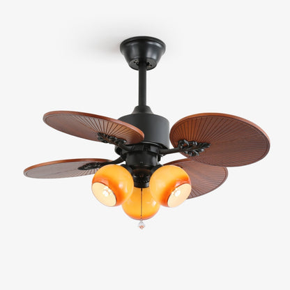 Tropische Plafondventilator met Glazen Lampenkap - Stille Kamerventilator 6-snelheden Afstandsbediening