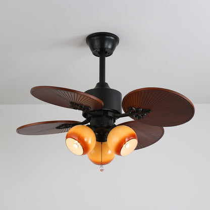 Tropische Plafondventilator met Glazen Lampenkap - Stille Kamerventilator 6-snelheden Afstandsbediening