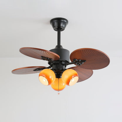 Tropische Plafondventilator met Glazen Lampenkap - Stille Kamerventilator 6-snelheden Afstandsbediening