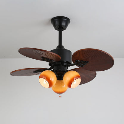 Tropische Plafondventilator met Glazen Lampenkap - Stille Kamerventilator 6-snelheden Afstandsbediening