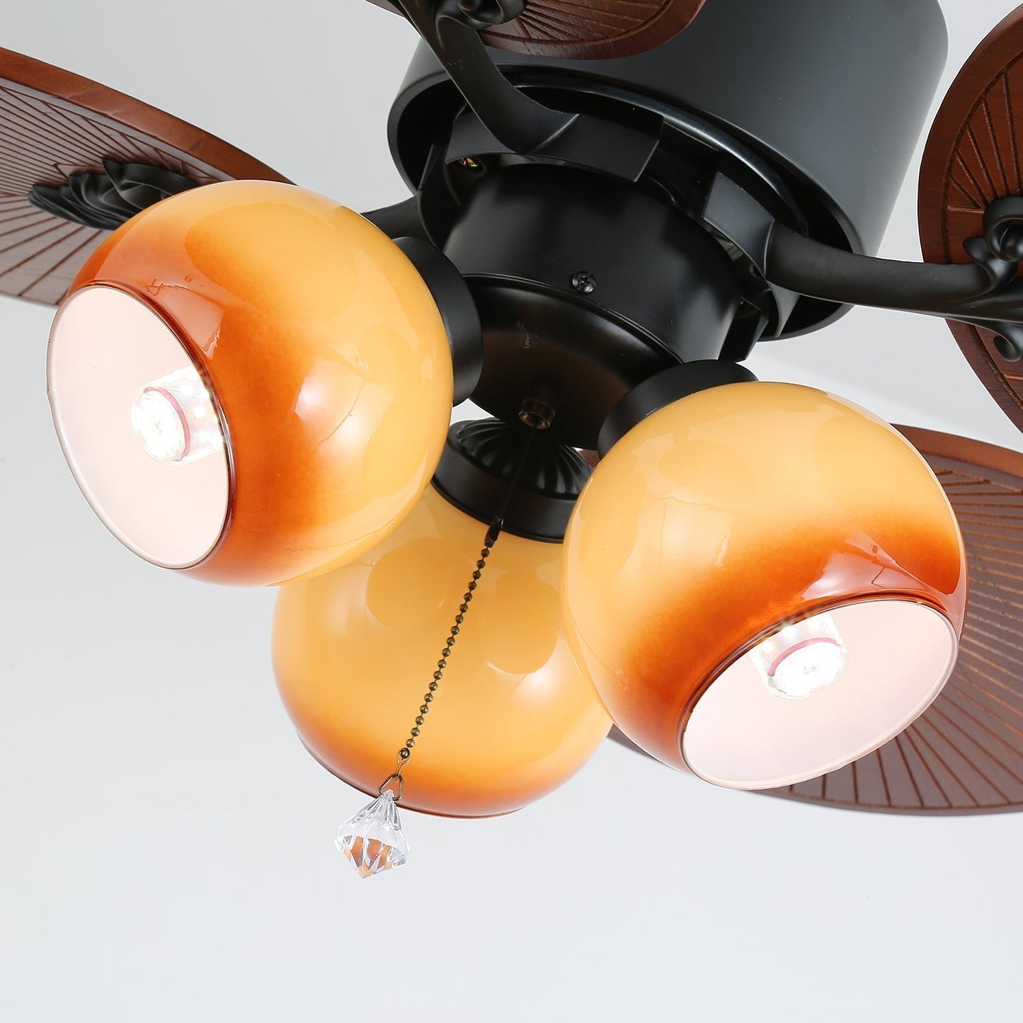 Tropische Plafondventilator met Glazen Lampenkap - Stille Kamerventilator 6-snelheden Afstandsbediening