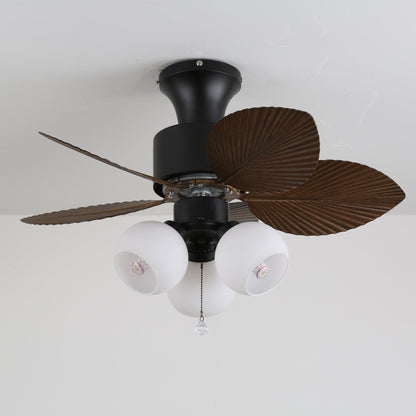 Plafondventilator met Verlichting Vintage Houtlook – Afmetingen Ø80×30 cm Scandinavisch Design voor Woonkamer Slaapkamer Natuurlijk Interieur
