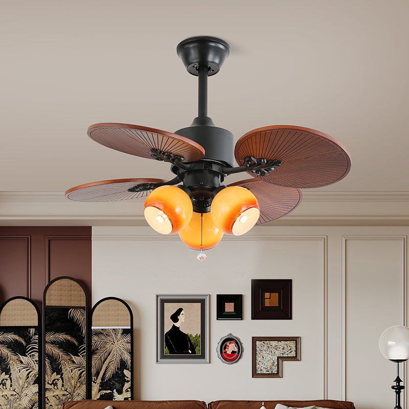 Tropische Plafondventilator met Glazen Lampenkap - Stille Kamerventilator 6-snelheden Afstandsbediening