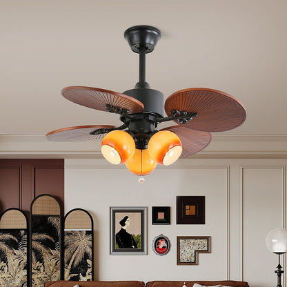 Tropische Plafondventilator met Glazen Lampenkap - Stille Kamerventilator 6-snelheden Afstandsbediening