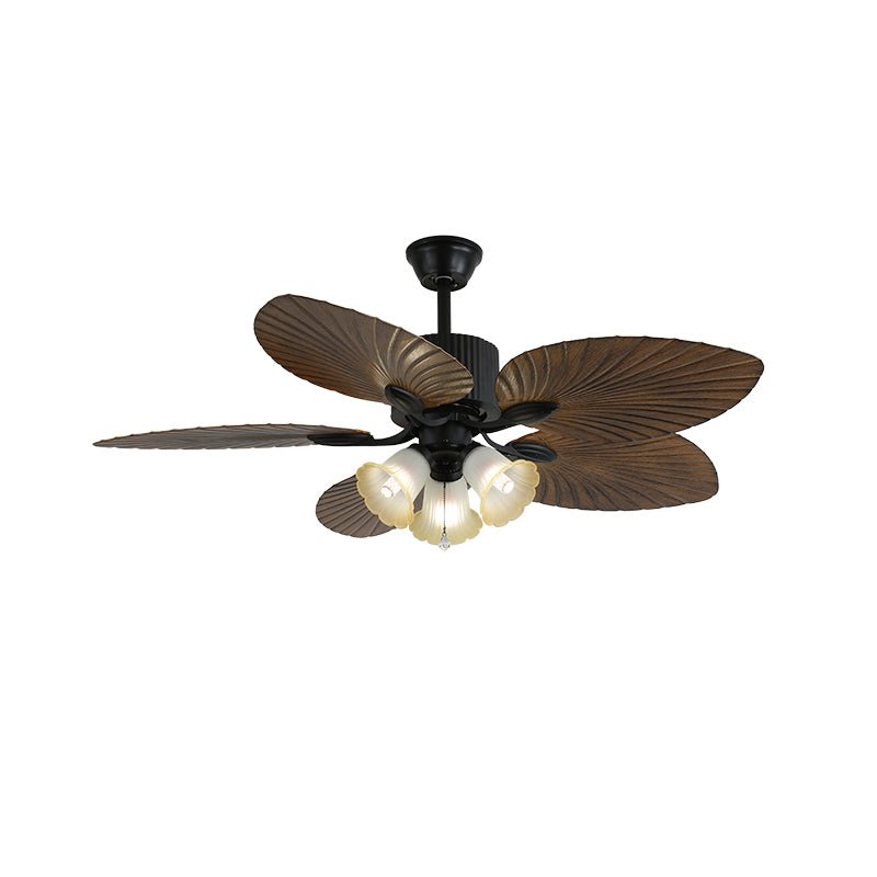 Tropische Plafondventilator met Glazen Lampenkap - Stille Kamerventilator 6-snelheden Afstandsbediening