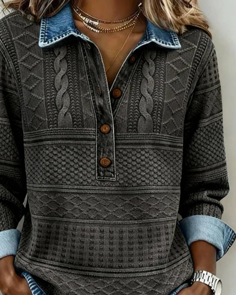 Trui met polokraag dames | Half knoopsluiting & stijlvol structuurdesign