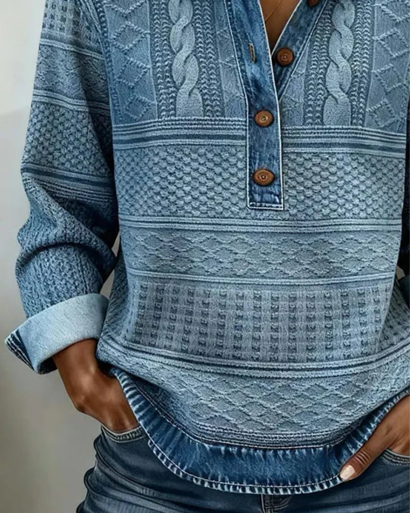 Trui met polokraag dames | Half knoopsluiting & stijlvol structuurdesign