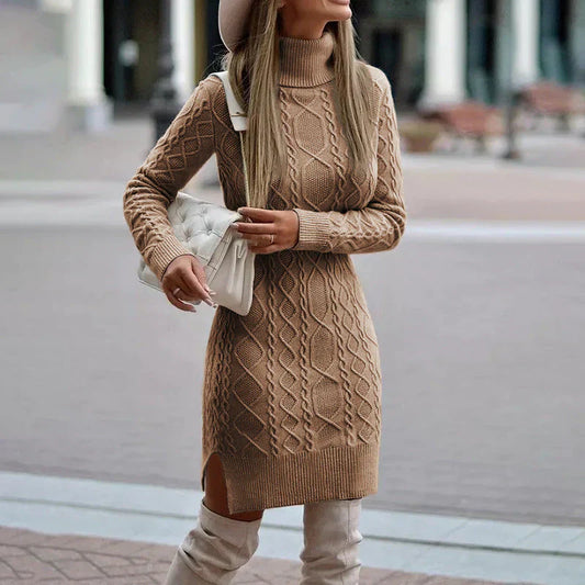 Dames Truijurk Warm en Comfortabel Kabeltrui Met Taille - StudioMarella
