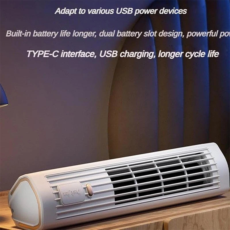 Draagbare USB-Ventilator – 5W Vermogen – Drie Snelheden – Oplaadbare Batterij – Compact Draadloos Ontwerp voor Thuis en Kantoor