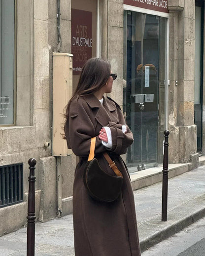 Dames Trenchcoat Lange Warme Winterjas Met Ceintuur