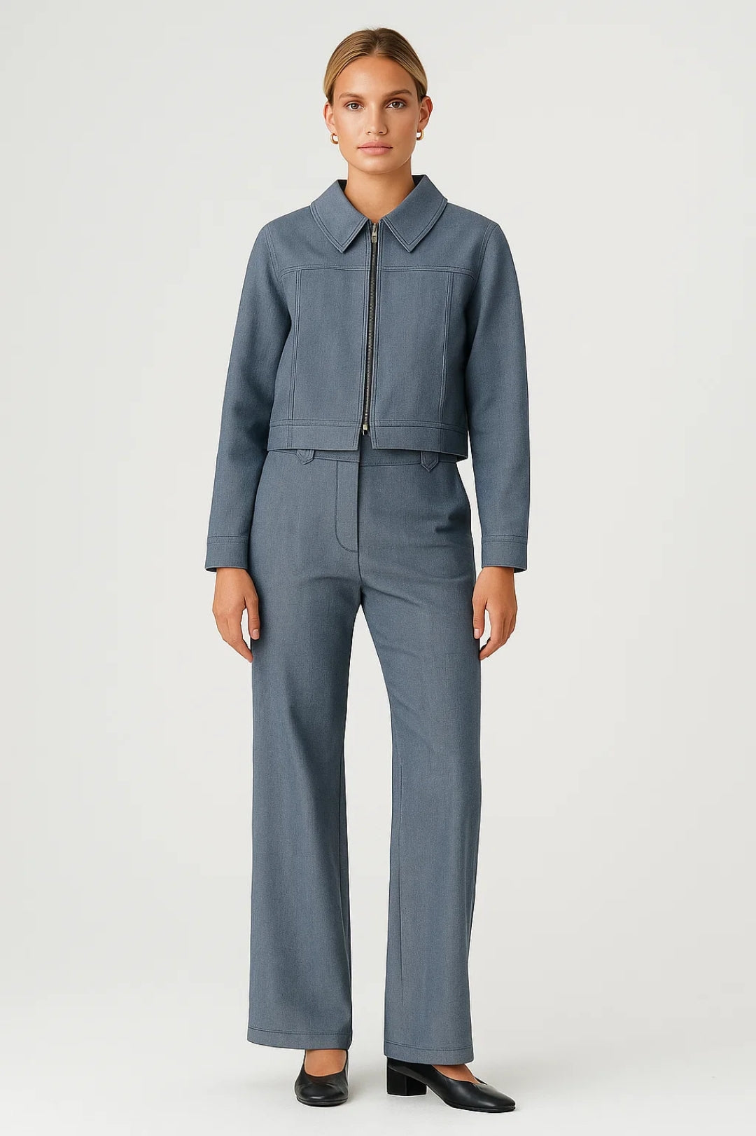 Tweedelige Set: Cropped Jasje en Rechte Broek voor Vrouw - StudioMarella