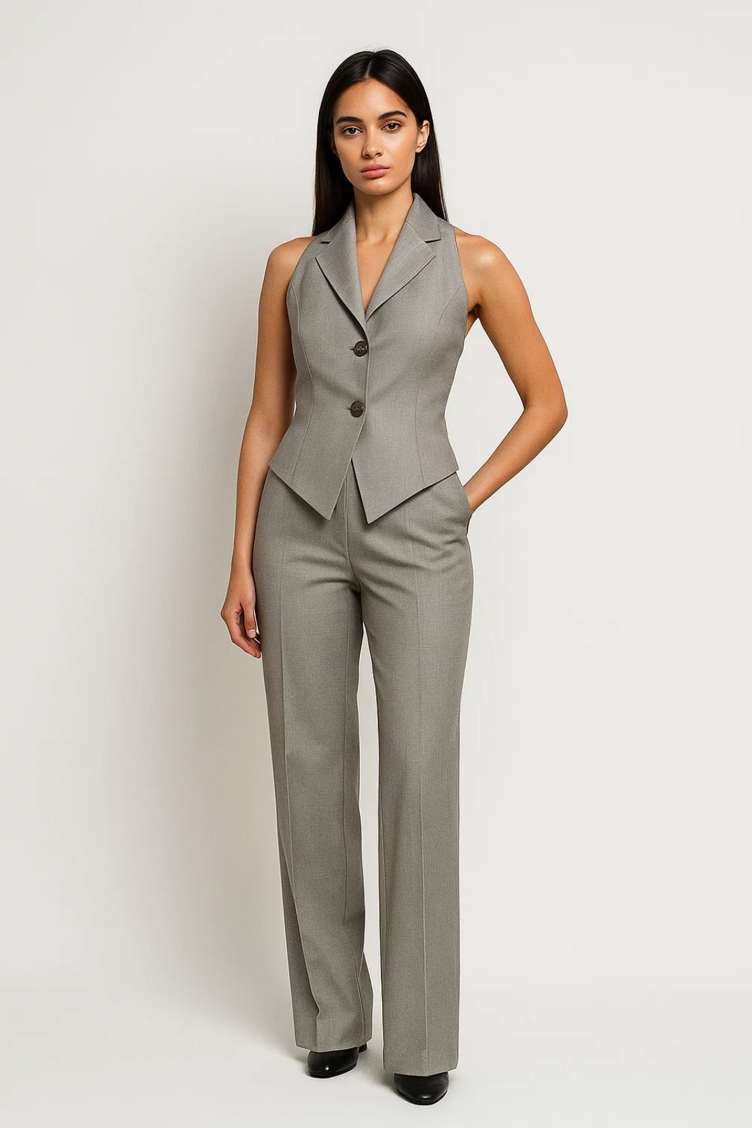 Dames Gilet Set met Pantalon en Reverskraag Chique - StudioMarella