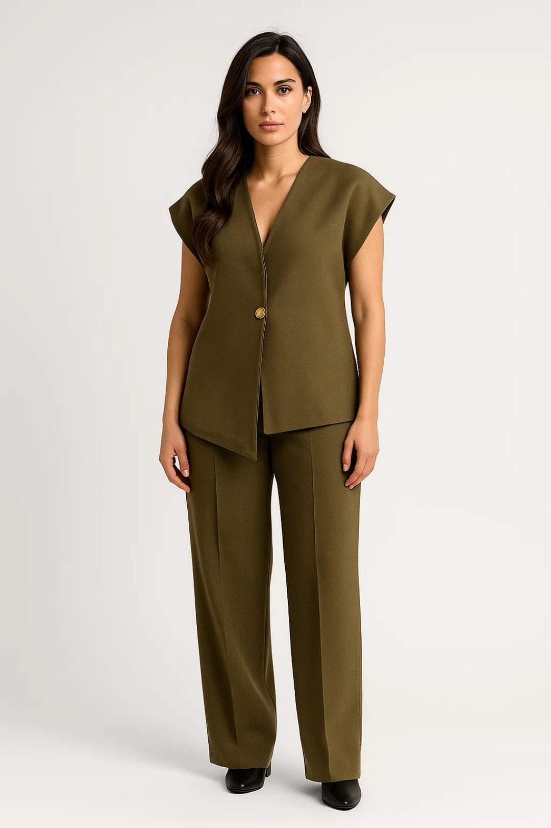 Dames Set Gilet en Pantalon Mouwloos Elegante V-hals - StudioMarella