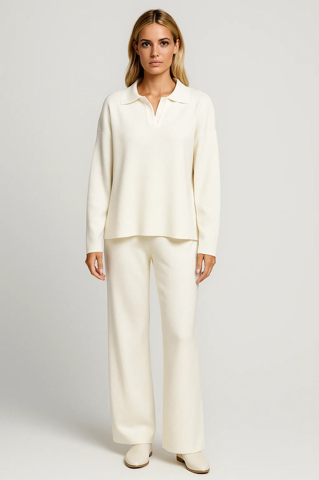 Tweedelige Set: Comfortabele Top en Rechte Broek Losse Fit - StudioMarella