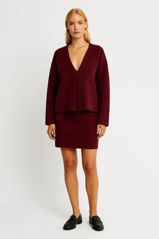 Dames Oversized Vest Set met Korte Rok Casual - StudioMarella