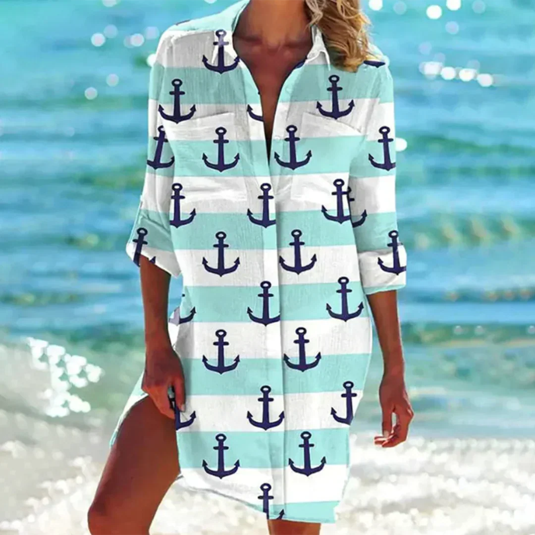 Vrouwelijke Overhemdjurk Elegante Blouse Stijl Jurk