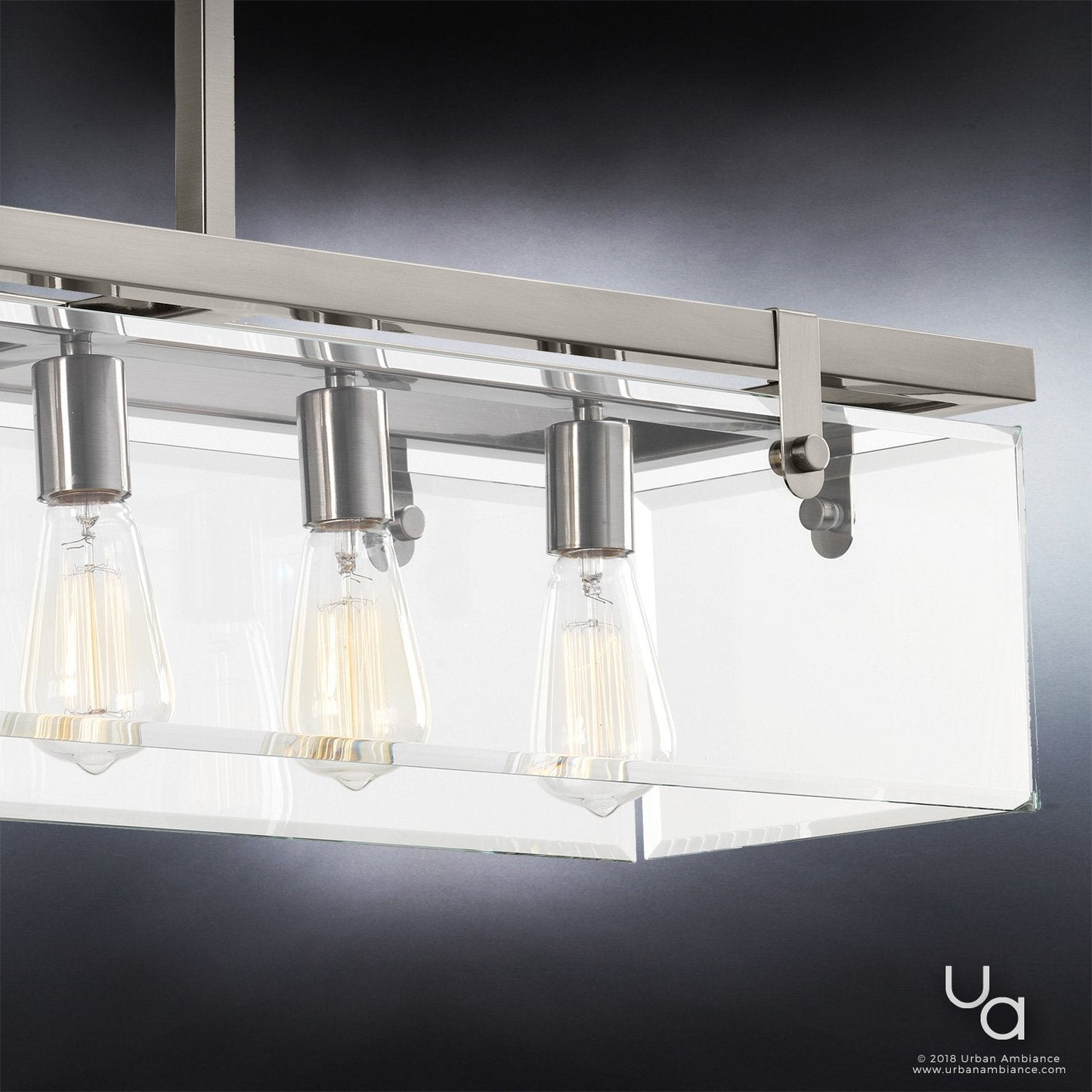 Hanglamp Rechthoekig Cube Glas Staal Nikkel 93cm Eetkamer Modern