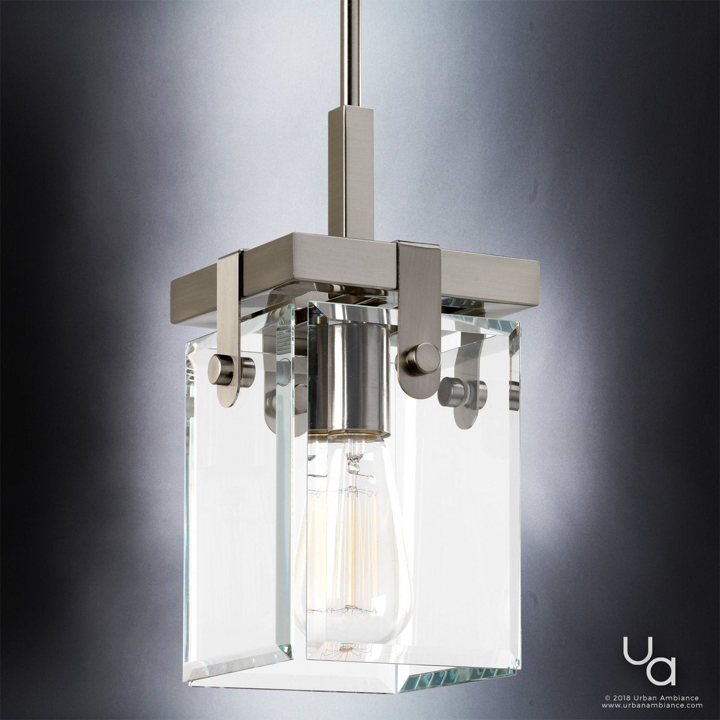 Hanglamp Cube Glas Nikkel 30cm Modern Industrieel E26
