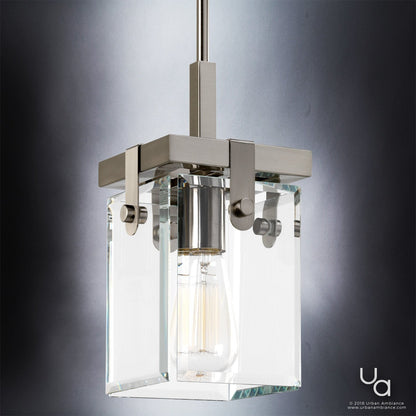 Hanglamp Cube Glas Nikkel 30cm Modern Industrieel E26