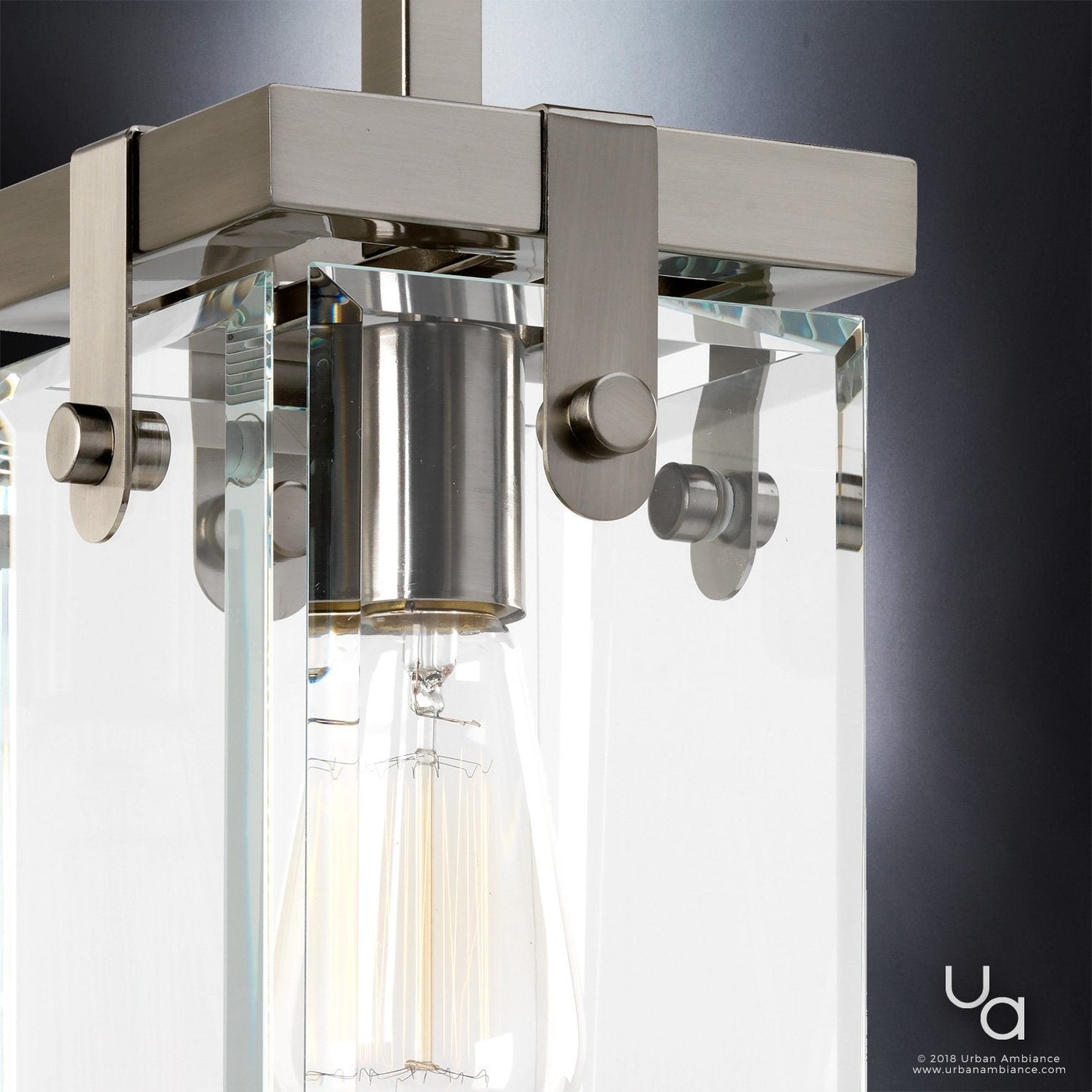 Hanglamp Cube Glas Nikkel 30cm Modern Industrieel E26