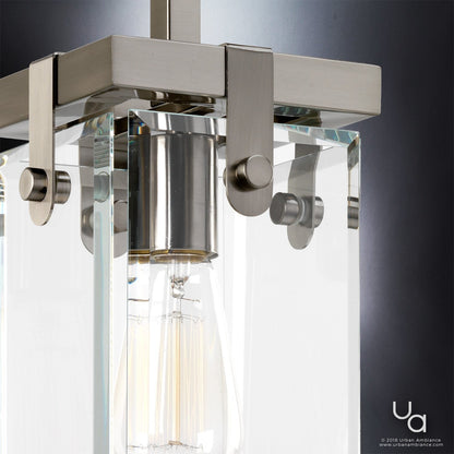 Hanglamp Cube Glas Nikkel 30cm Modern Industrieel E26