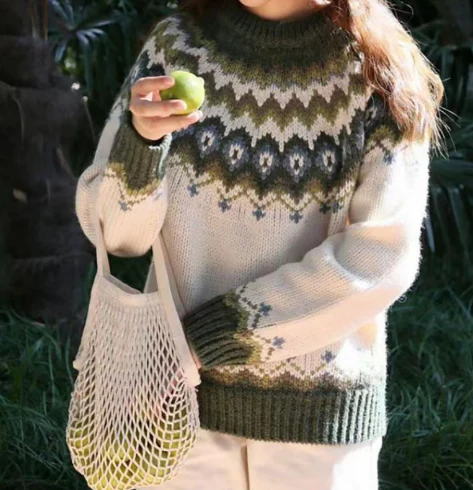 Dames Trui Gebreid Nordic Stijl Warm