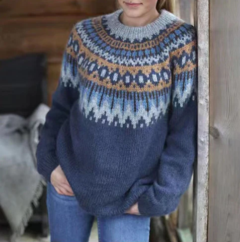 Dames Trui Gebreid Nordic Stijl Warm