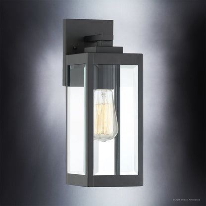 Buitenlamp Wandlamp Zwart Staal Glas 36cm Modern Farmhouse Waterdicht