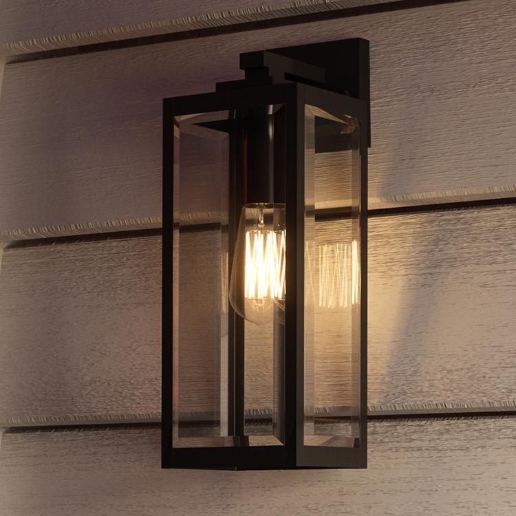 Buitenlamp Wandlamp Zwart Staal Glas 43cm Modern Farmhouse Waterdicht