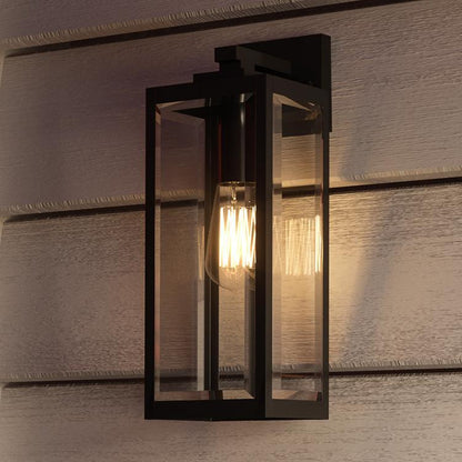 Buitenlamp Wandlamp Zwart Staal Glas 43cm Modern Farmhouse Waterdicht