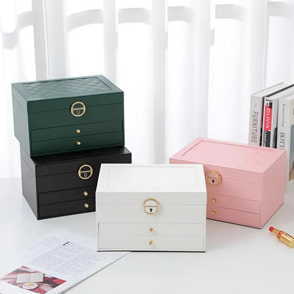 Luxe Sieradenbox met Meerdere Lagen – Elegante Opberger voor Ringen Kettingen Oorbellen – PU Leer – 23x17x13,5 cm