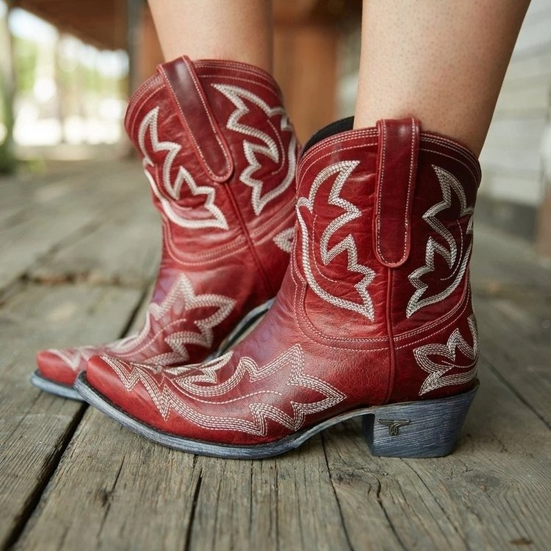 Leren Cowboy Laarzen Western Stijl Geborduurd