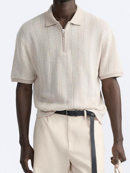 Polo Man Gebreid Klassiek Met Rits