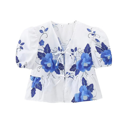 Lichtblauw V-hals Zomer Shirt voor Mannen